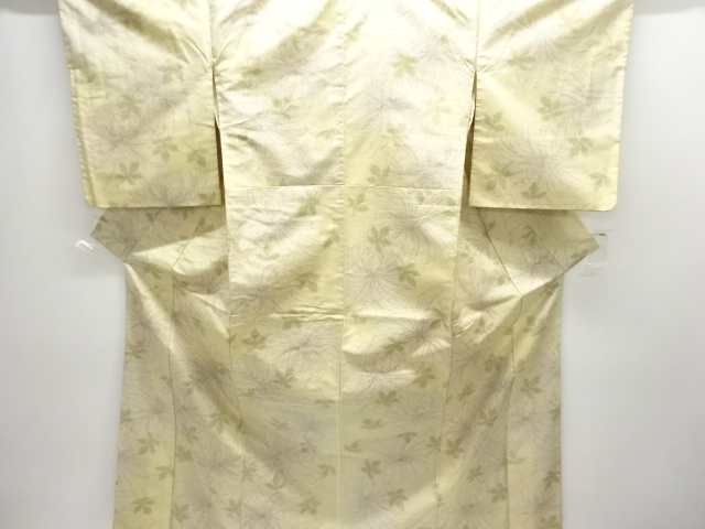 JAPANESE KIMONO / ANTIQUE KIMONO / SILK / TSUMUGI / WOVEN FLOWERS